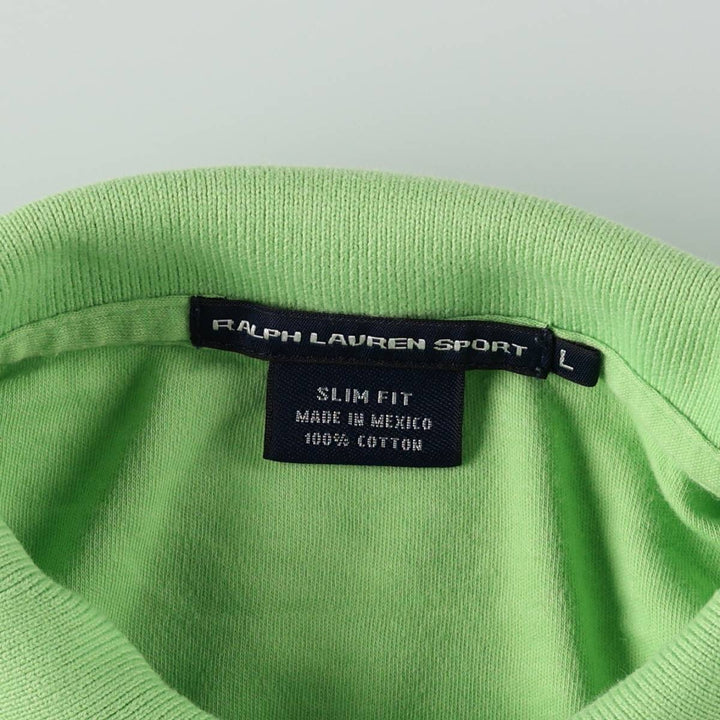 Ralph Lauren RALPH LAUREN SPORT SLIM FIT Short-Sleeve Polo Shirt, Women's Size L (approx.) cotton green type yellow green Vintage Second Hand