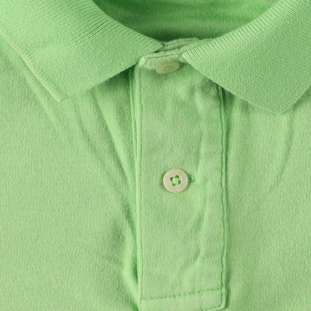 Ralph Lauren RALPH LAUREN SPORT SLIM FIT Short-Sleeve Polo Shirt, Women's Size L (approx.) cotton green type yellow green Vintage Second Hand