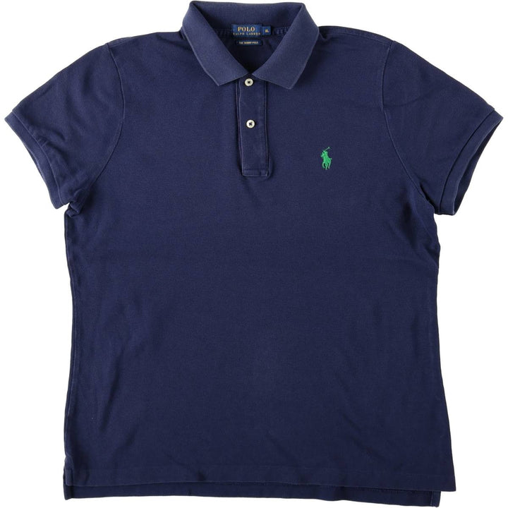 Ralph Lauren POLO RALPH LAUREN THE SKINNY POLO Short-Sleeve Polo Shirt, Women's Size XL (approx.) cotton navy blue type Vintage Second Hand
