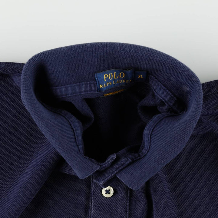 Ralph Lauren POLO RALPH LAUREN THE SKINNY POLO Short-Sleeve Polo Shirt, Women's Size XL (approx.) cotton navy blue type Vintage Second Hand