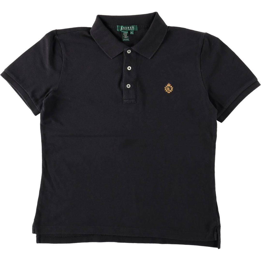 Ralph Lauren LAUREN Lauren short sleeve polo shirt, women's size M cotton black type Vintage Second Hand