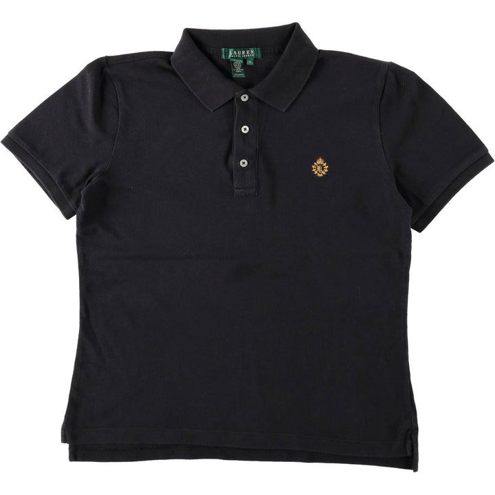 Ralph Lauren LAUREN Lauren short sleeve polo shirt, women's size M cotton black type Vintage Second Hand