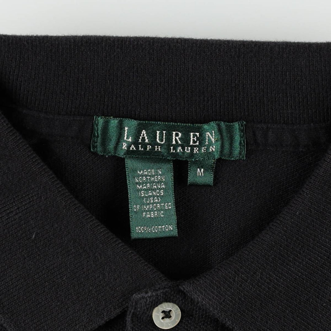 Ralph Lauren LAUREN Lauren short sleeve polo shirt, women's size M cotton black type Vintage Second Hand