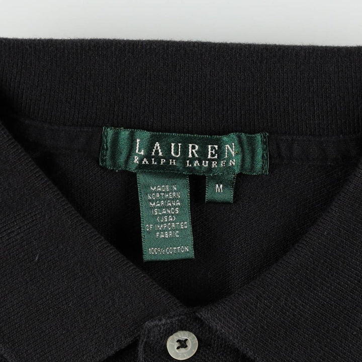 Ralph Lauren LAUREN Lauren short sleeve polo shirt, women's size M cotton black type Vintage Second Hand