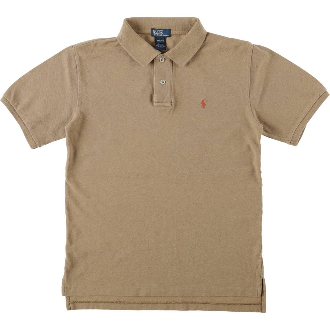 Ralph Lauren POLO by Ralph Lauren Short-Sleeve Polo Shirt, Women's Size S (approx.) cotton beige type brown Vintage Second Hand