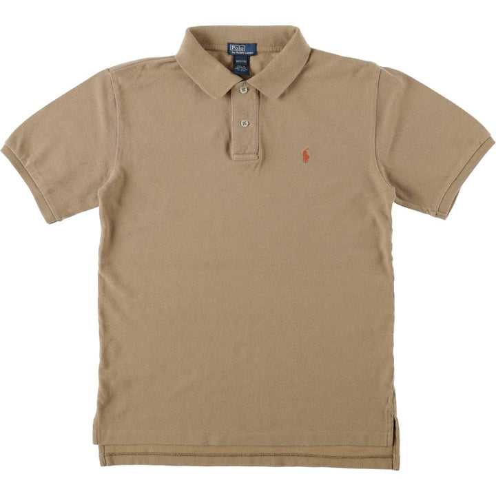 Ralph Lauren POLO by Ralph Lauren Short-Sleeve Polo Shirt, Women's Size S (approx.) cotton beige type brown Vintage Second Hand