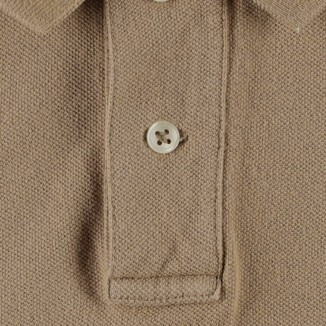 Ralph Lauren POLO by Ralph Lauren Short-Sleeve Polo Shirt, Women's Size S (approx.) cotton beige type brown Vintage Second Hand