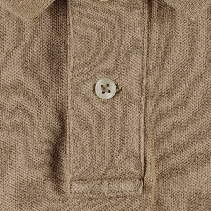 Ralph Lauren POLO by Ralph Lauren Short-Sleeve Polo Shirt, Women's Size S (approx.) cotton beige type brown Vintage Second Hand
