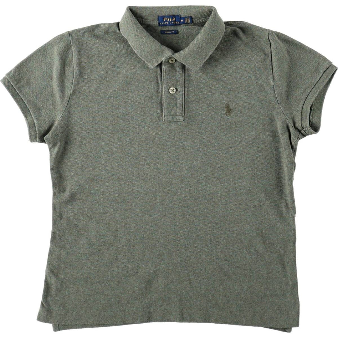 Ralph Lauren POLO RALPH LAUREN SKINNY FIT Short-Sleeve Polo Shirt, Women's Size M (approx.) cotton Khaki type Vintage Second Hand
