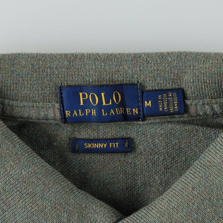 Ralph Lauren POLO RALPH LAUREN SKINNY FIT Short-Sleeve Polo Shirt, Women's Size M (approx.) cotton Khaki type Vintage Second Hand