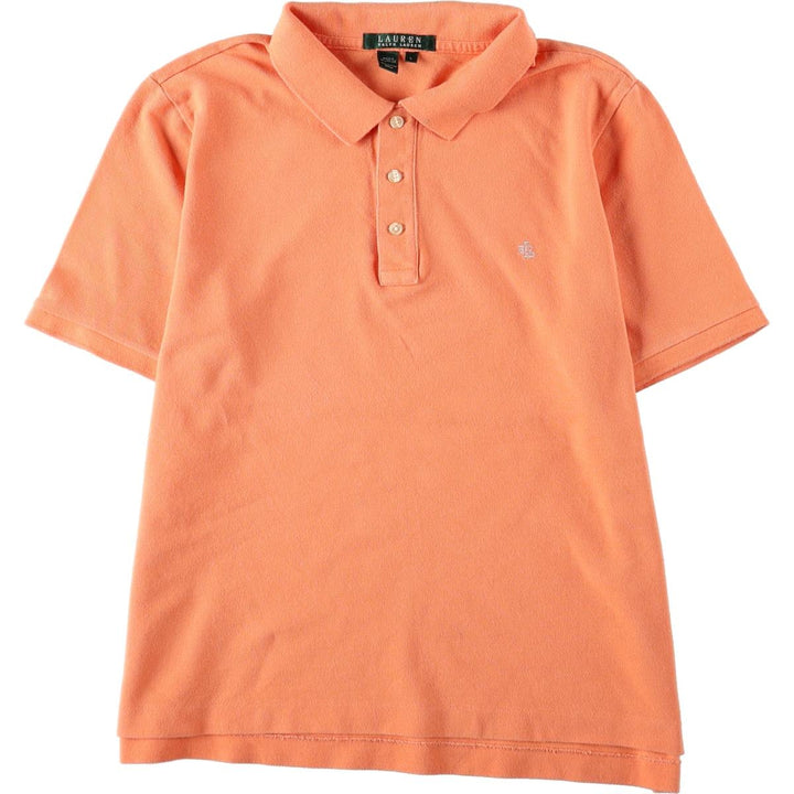 Ralph Lauren LAUREN Lauren short sleeve polo shirt, women's size L cotton orange type Vintage Second Hand
