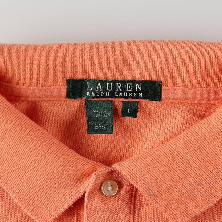 Ralph Lauren LAUREN Lauren short sleeve polo shirt, women's size L cotton orange type Vintage Second Hand