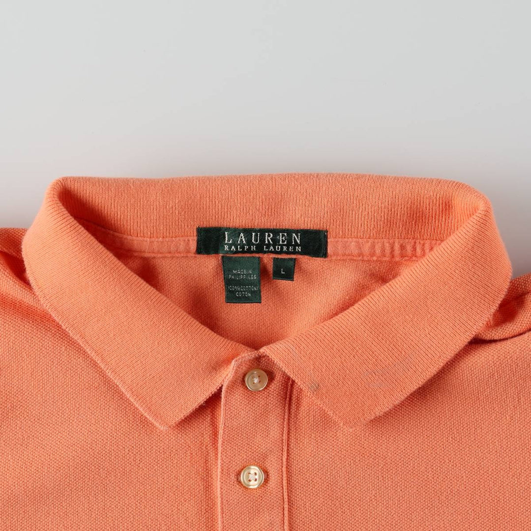 Ralph Lauren LAUREN Lauren short sleeve polo shirt, women's size L cotton orange type Vintage Second Hand