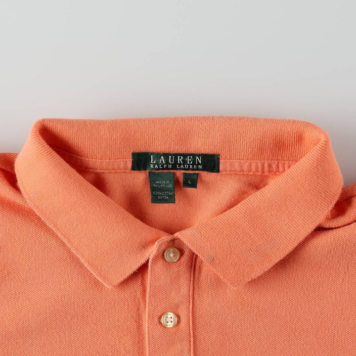 Ralph Lauren LAUREN Lauren short sleeve polo shirt, women's size L cotton orange type Vintage Second Hand