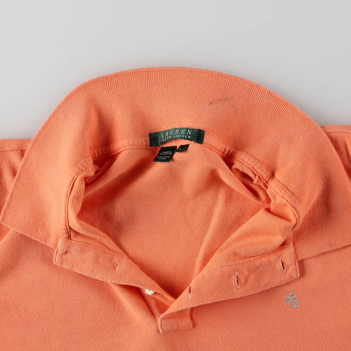 Ralph Lauren LAUREN Lauren short sleeve polo shirt, women's size L cotton orange type Vintage Second Hand