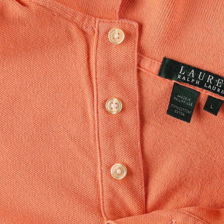 Ralph Lauren LAUREN Lauren short sleeve polo shirt, women's size L cotton orange type Vintage Second Hand