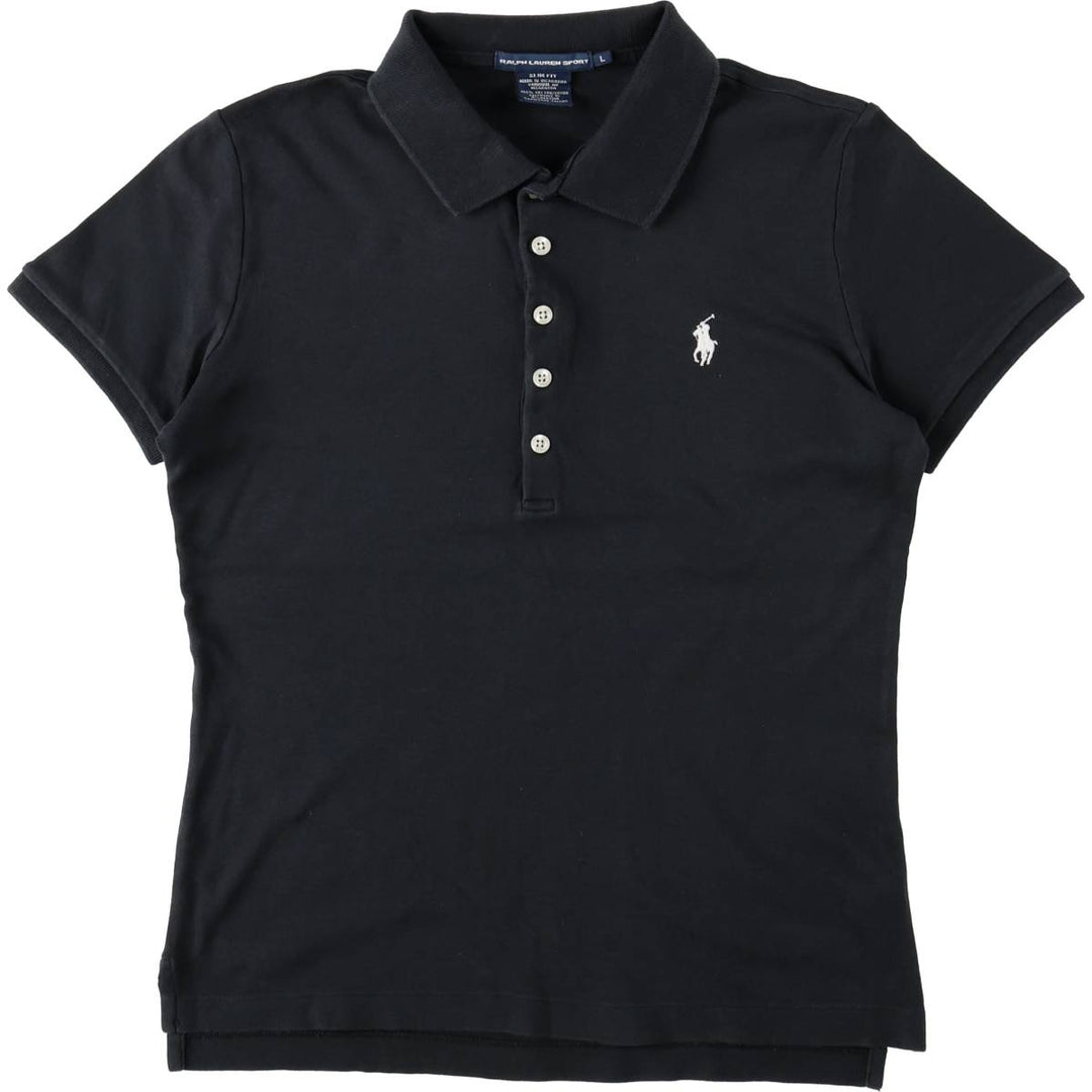 Ralph Lauren RALPH LAUREN SPORT SLIM FIT Short-Sleeve Polo Shirt, Women's Size L (approx.) cotton black type Vintage Second Hand