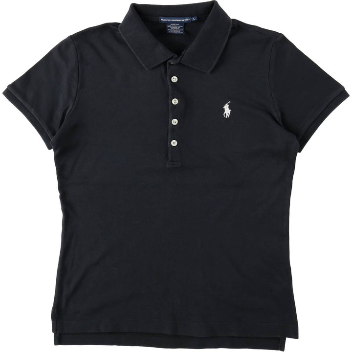 Ralph Lauren RALPH LAUREN SPORT SLIM FIT Short-Sleeve Polo Shirt, Women's Size L (approx.) cotton black type Vintage Second Hand