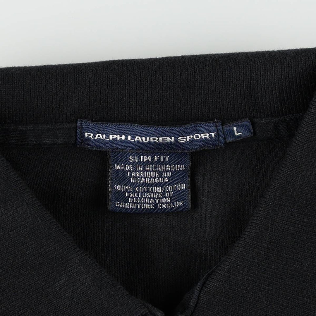 Ralph Lauren RALPH LAUREN SPORT SLIM FIT Short-Sleeve Polo Shirt, Women's Size L (approx.) cotton black type Vintage Second Hand