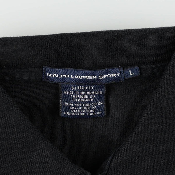 Ralph Lauren RALPH LAUREN SPORT SLIM FIT Short-Sleeve Polo Shirt, Women's Size L (approx.) cotton black type Vintage Second Hand