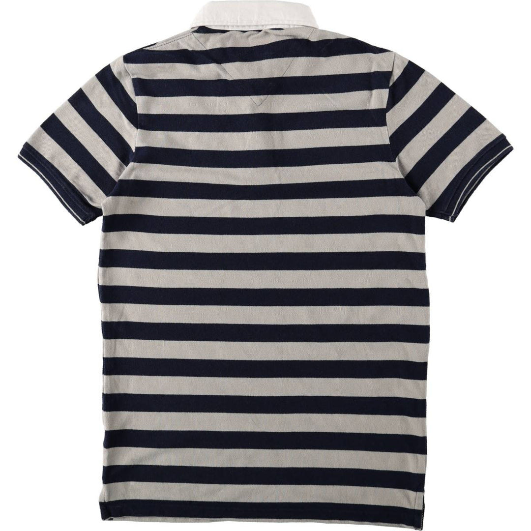 Ralph Lauren CUSTOM FIT Short-Sleeve Striped Polo Shirt, Women's Size XL (approx.) unclear gray type Vintage Second Hand