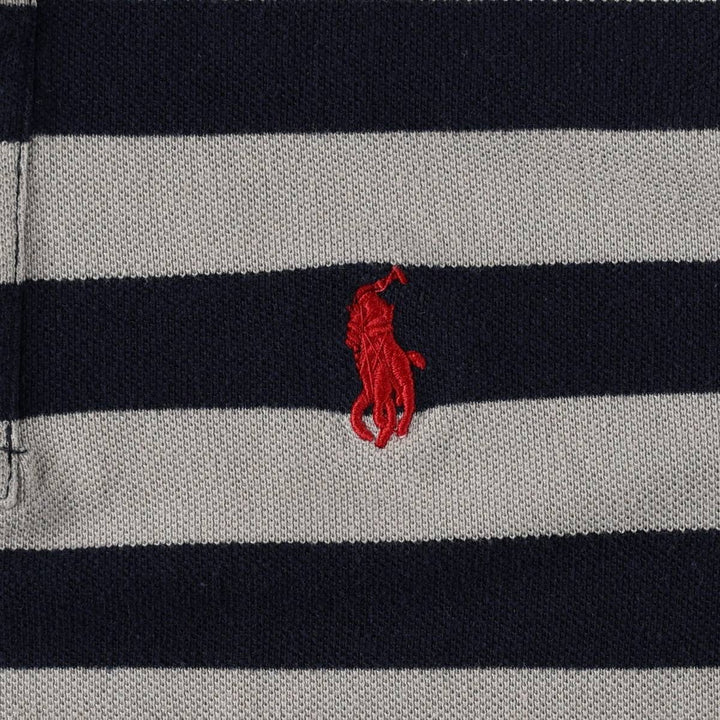Ralph Lauren CUSTOM FIT Short-Sleeve Striped Polo Shirt, Women's Size XL (approx.) unclear gray type Vintage Second Hand