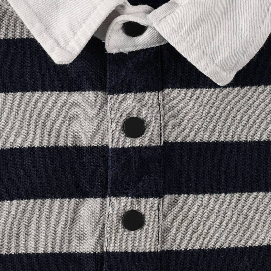 Ralph Lauren CUSTOM FIT Short-Sleeve Striped Polo Shirt, Women's Size XL (approx.) unclear gray type Vintage Second Hand