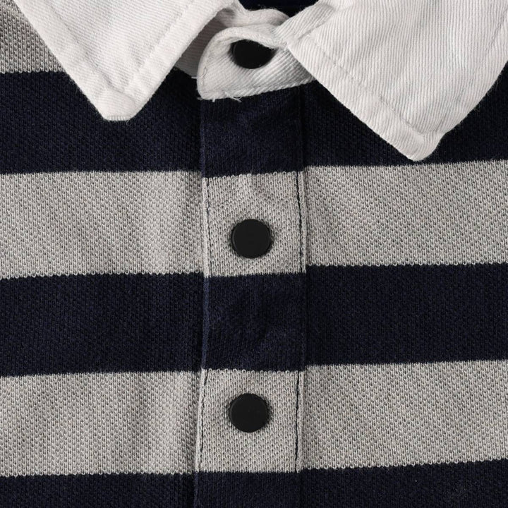 Ralph Lauren CUSTOM FIT Short-Sleeve Striped Polo Shirt, Women's Size XL (approx.) unclear gray type Vintage Second Hand