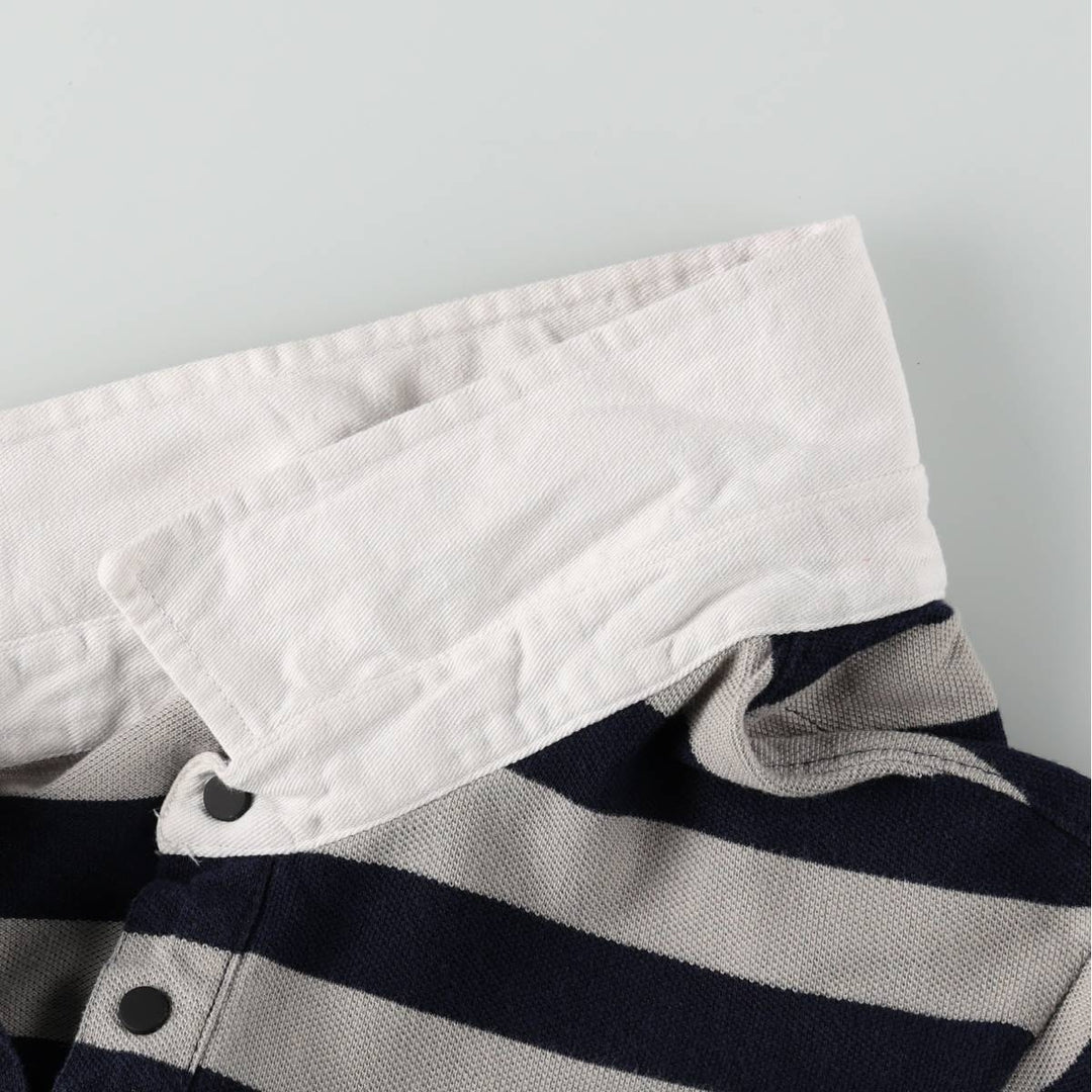 Ralph Lauren CUSTOM FIT Short-Sleeve Striped Polo Shirt, Women's Size XL (approx.) unclear gray type Vintage Second Hand
