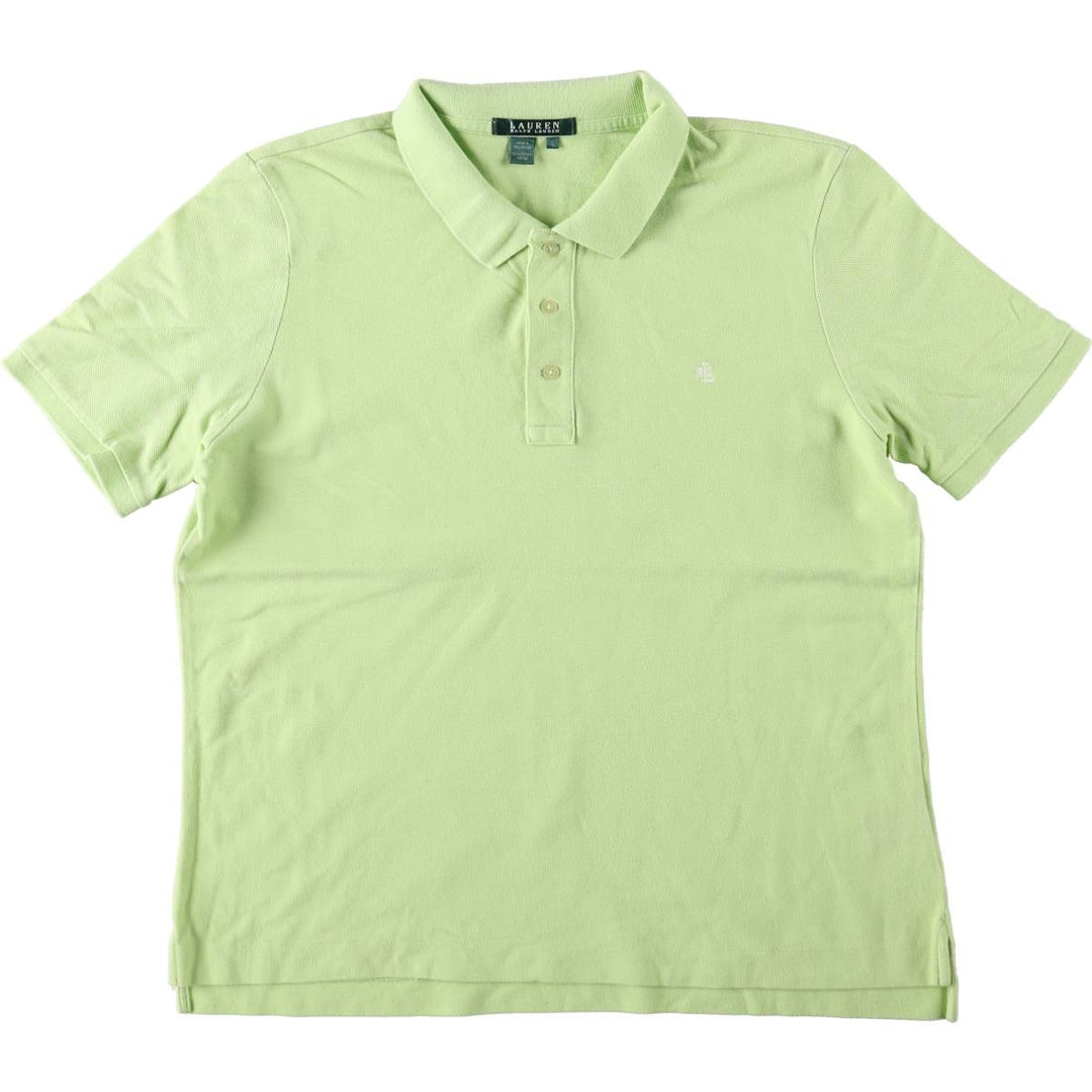 Ralph Lauren LAUREN Lauren short sleeve polo shirt, women's size L cotton green type yellow green Vintage Second Hand