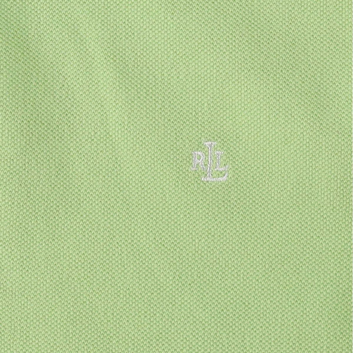 Ralph Lauren LAUREN Lauren short sleeve polo shirt, women's size L cotton green type yellow green Vintage Second Hand