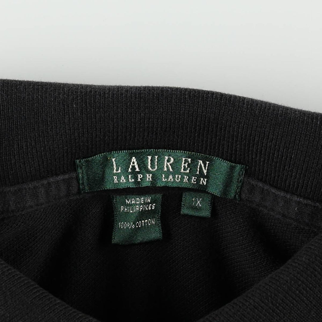 Ralph Lauren LAUREN Lauren short sleeve polo shirt, women's size XL cotton black type Vintage Second Hand