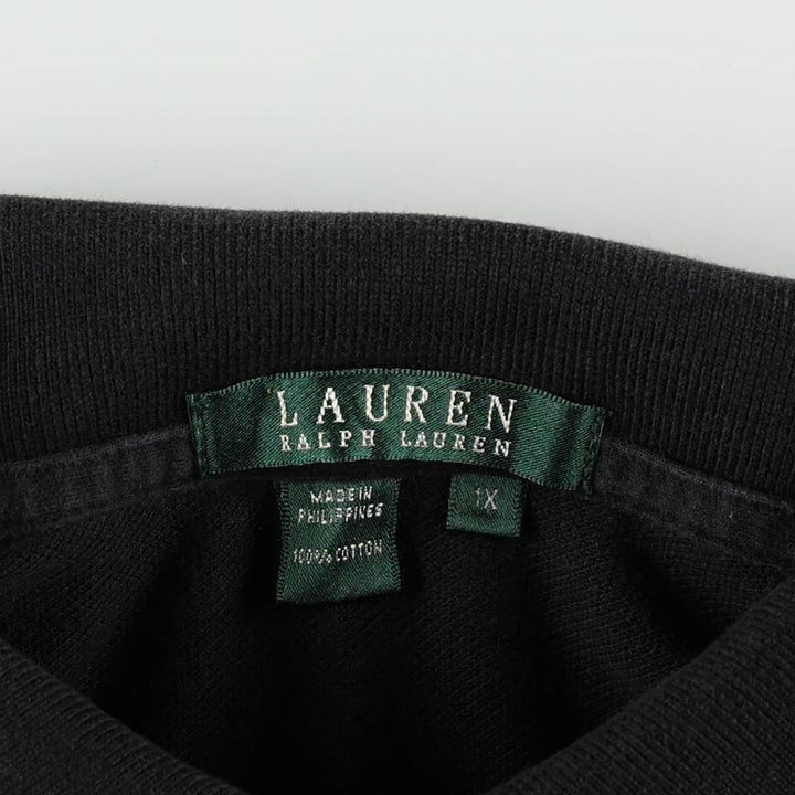 Ralph Lauren LAUREN Lauren short sleeve polo shirt, women's size XL cotton black type Vintage Second Hand