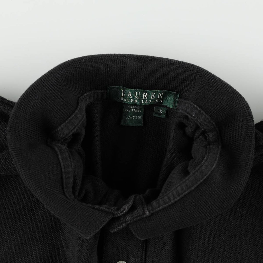 Ralph Lauren LAUREN Lauren short sleeve polo shirt, women's size XL cotton black type Vintage Second Hand