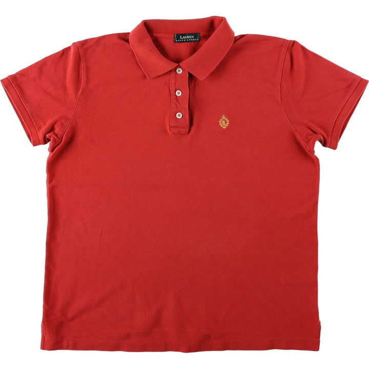 Ralph Lauren LAUREN Lauren short sleeve polo shirt, women's size L unclear red type Vintage Second Hand