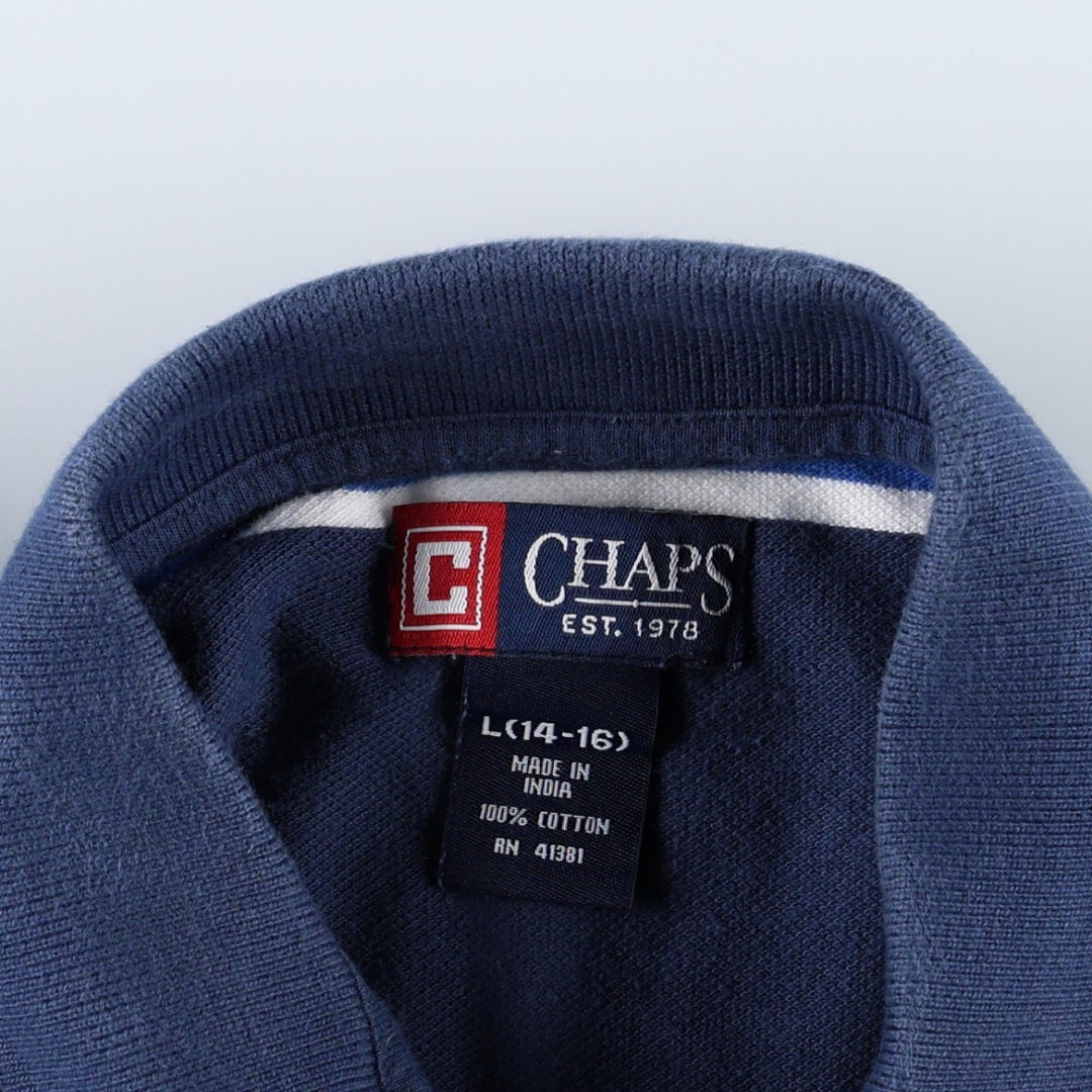 CHAPS Short-Sleeve Striped Polo Shirt, Women's Size M (approx.) cotton navy blue type Vintage Second Hand