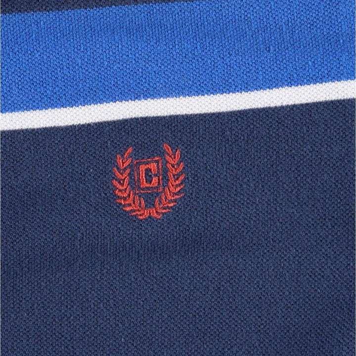 CHAPS Short-Sleeve Striped Polo Shirt, Women's Size M (approx.) cotton navy blue type Vintage Second Hand