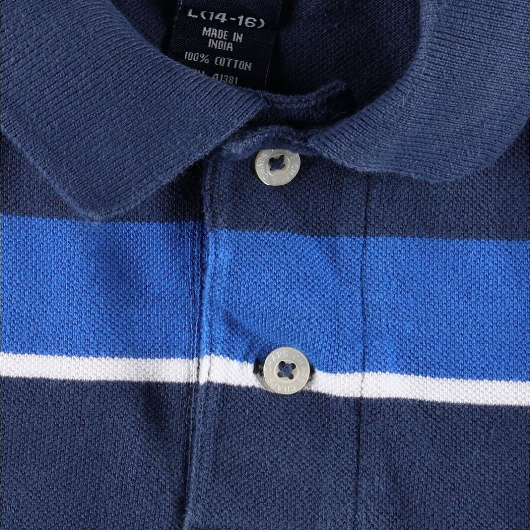 CHAPS Short-Sleeve Striped Polo Shirt, Women's Size M (approx.) cotton navy blue type Vintage Second Hand