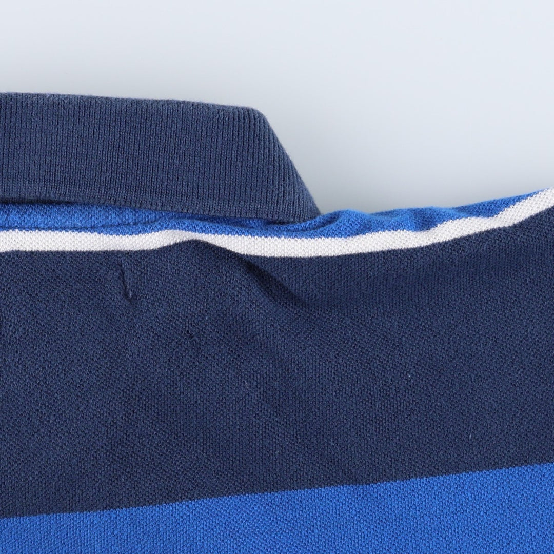 CHAPS Short-Sleeve Striped Polo Shirt, Women's Size M (approx.) cotton navy blue type Vintage Second Hand