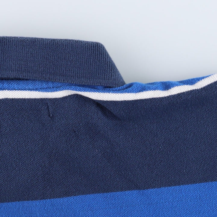 CHAPS Short-Sleeve Striped Polo Shirt, Women's Size M (approx.) cotton navy blue type Vintage Second Hand