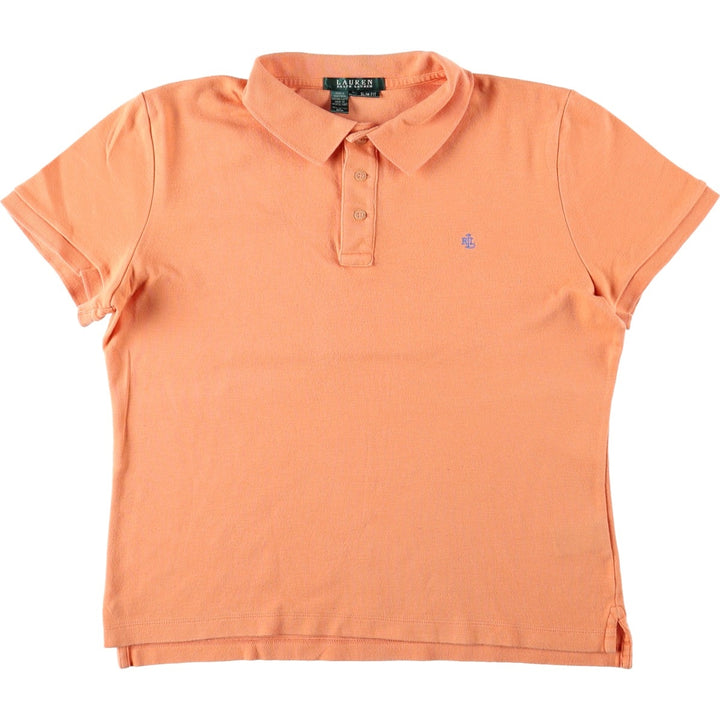 Ralph Lauren LAUREN Slim Fit Short-Sleeve Polo Shirt, Women's Size L (approx.) cotton orange type Vintage Second Hand