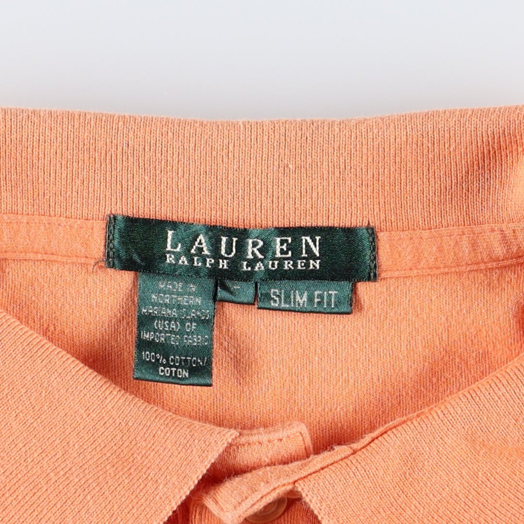 Ralph Lauren LAUREN Slim Fit Short-Sleeve Polo Shirt, Women's Size L (approx.) cotton orange type Vintage Second Hand