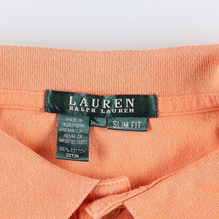Ralph Lauren LAUREN Slim Fit Short-Sleeve Polo Shirt, Women's Size L (approx.) cotton orange type Vintage Second Hand