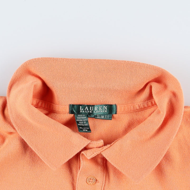 Ralph Lauren LAUREN Slim Fit Short-Sleeve Polo Shirt, Women's Size L (approx.) cotton orange type Vintage Second Hand