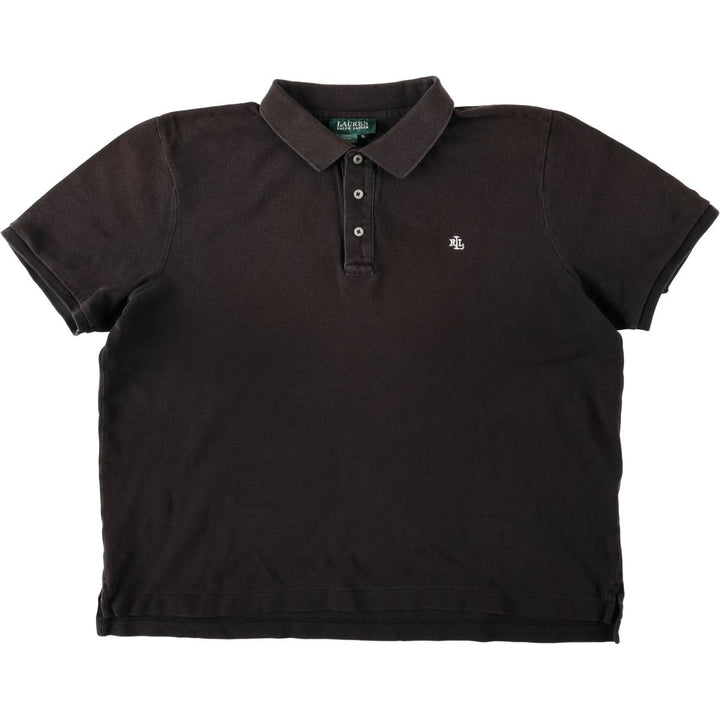Ralph Lauren LAUREN Lauren short sleeve polo shirt, women's size XL cotton black type Vintage Second Hand