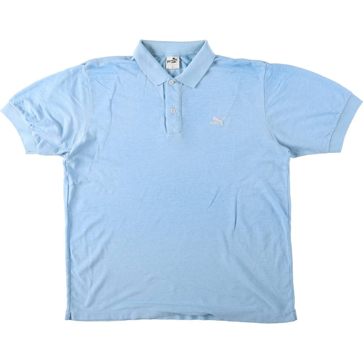 80s-90'S Puma Short-Sleeve Polo Shirt, Women's Size L (Equivalent), Vintage cotton Blue type light blue Vintage Second Hand