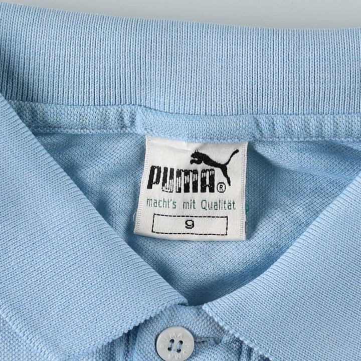 80s-90'S Puma Short-Sleeve Polo Shirt, Women's Size L (Equivalent), Vintage cotton Blue type light blue Vintage Second Hand