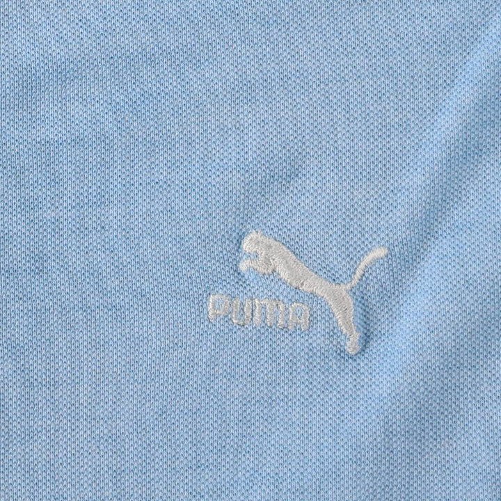 80s-90'S Puma Short-Sleeve Polo Shirt, Women's Size L (Equivalent), Vintage cotton Blue type light blue Vintage Second Hand