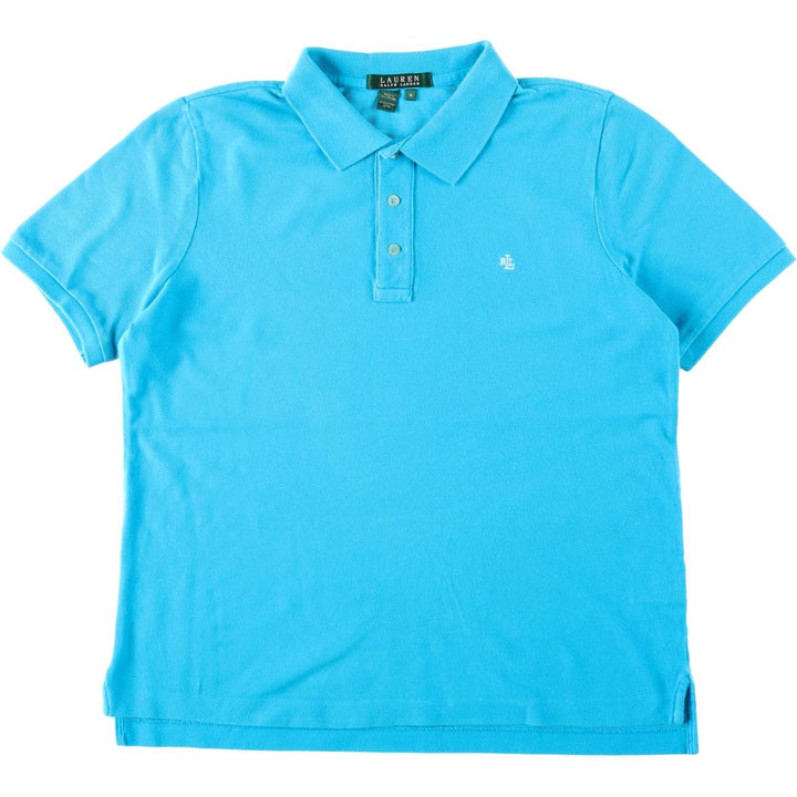 Ralph Lauren LAUREN Lauren short sleeve polo shirt, women's size M cotton turquoise blue Vintage Second Hand