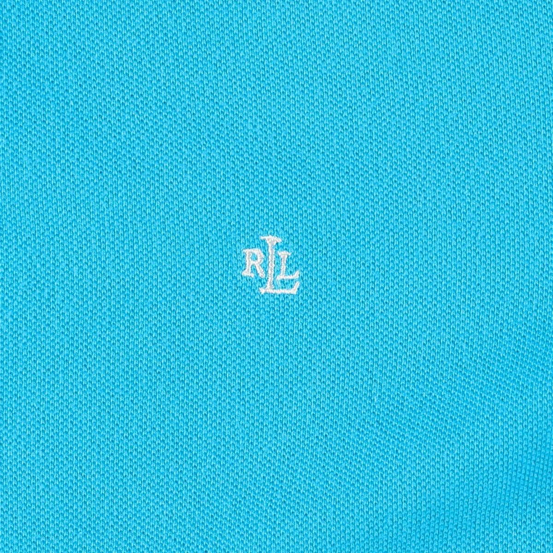 Ralph Lauren LAUREN Lauren short sleeve polo shirt, women's size M cotton turquoise blue Vintage Second Hand